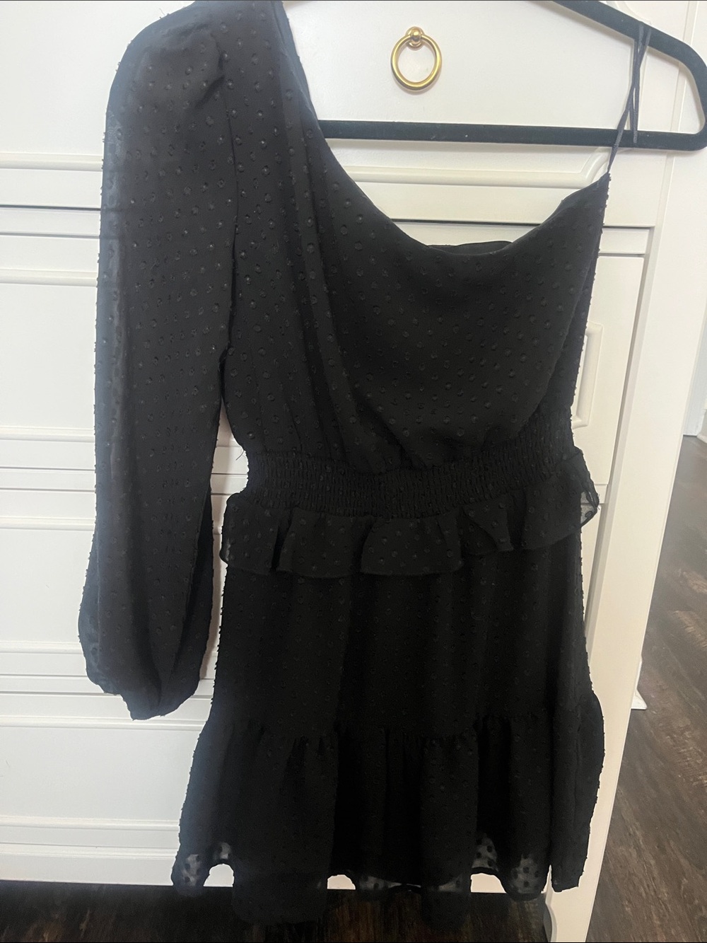 Altar'd State Black One-Shoulder Ruffle Tiered Dress